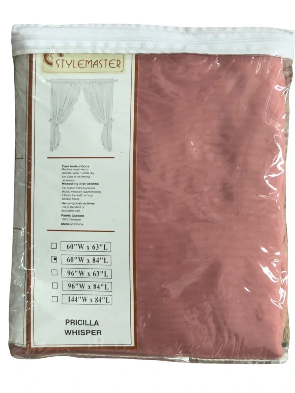 Homemaster Vintage Whisper Pricilla Rose Curtain Panel 60